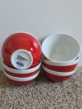 Crate&Barrel Red and White Porcelain Bowls - Set of 6 - NWOT
